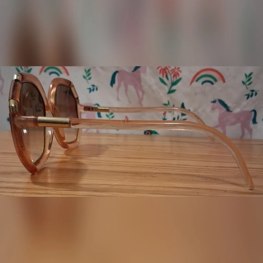 SUPER RARE Vintage 70s Ted Lapidus Brigitte Bardot Peach Retro Sunglass Frames